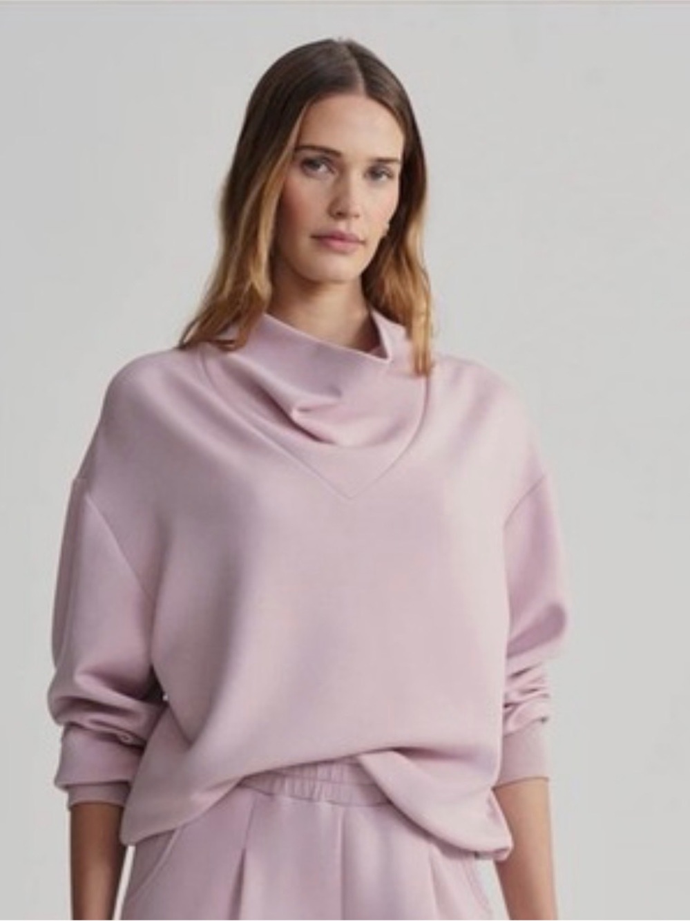 Varley DoubleSoft Betsy Sweat Funnel Neck Sweatshirt in Burnished Lilac